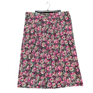 VTG Pendleton Sophisticates Plus 18W Floral Midi Skirt Black Pink Green Pleated